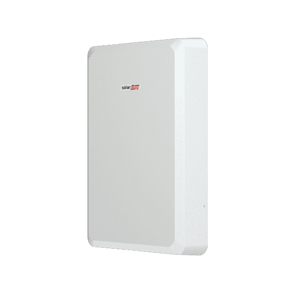 SolarEdge Energy Bank 9.7kWh high-voltage solar battery with sleek white casing, designed for backup and energy storage applications.